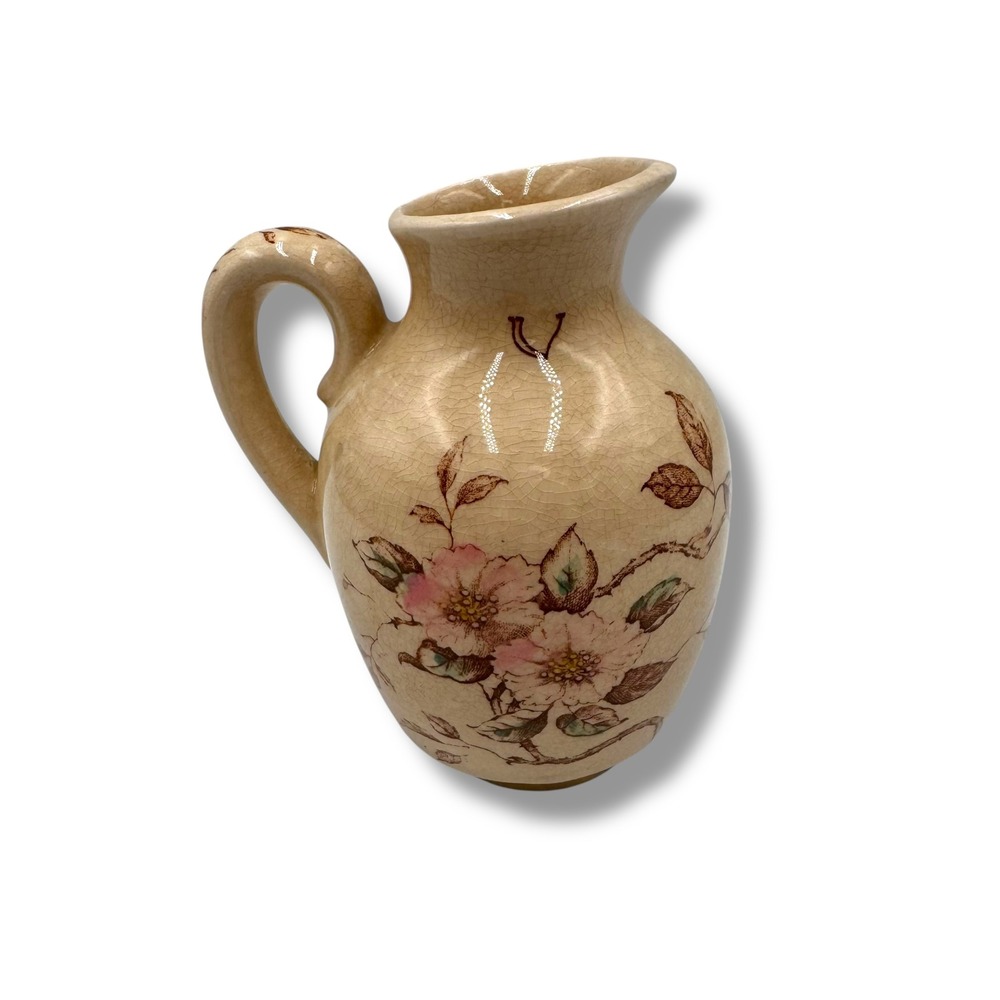 Nasco Springtime Pitcher Small Cream Floral Vintage‎ Japan Ceramic Vase